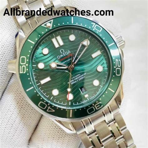 omega water resistance black face green hands mens watch|omega seamaster 150m watch.